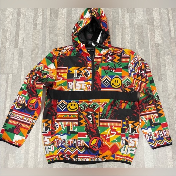 NWT Reason Clothing Rise Up Tiger Half-Zip Pullover Jacket Size Medium - Picture 2 of 4